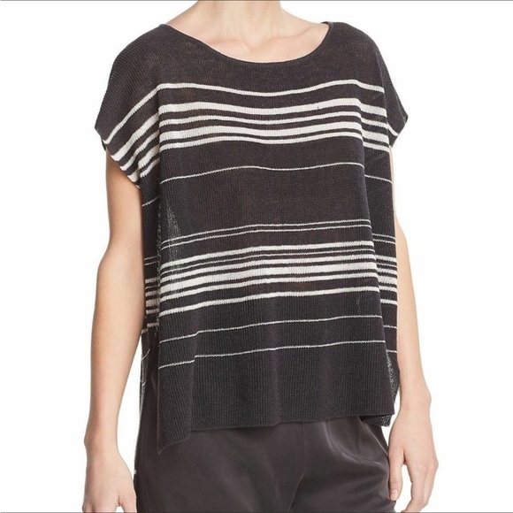 Eileen Fisher Sweaters - Eileen Fisher's Linen Striped Poncho Sweater Size XS